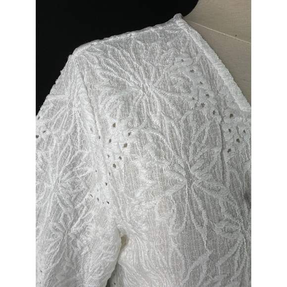 Michael Kors Lace Floral Semi Sheer Long Sleeve Blouse - Picture 6 of 14